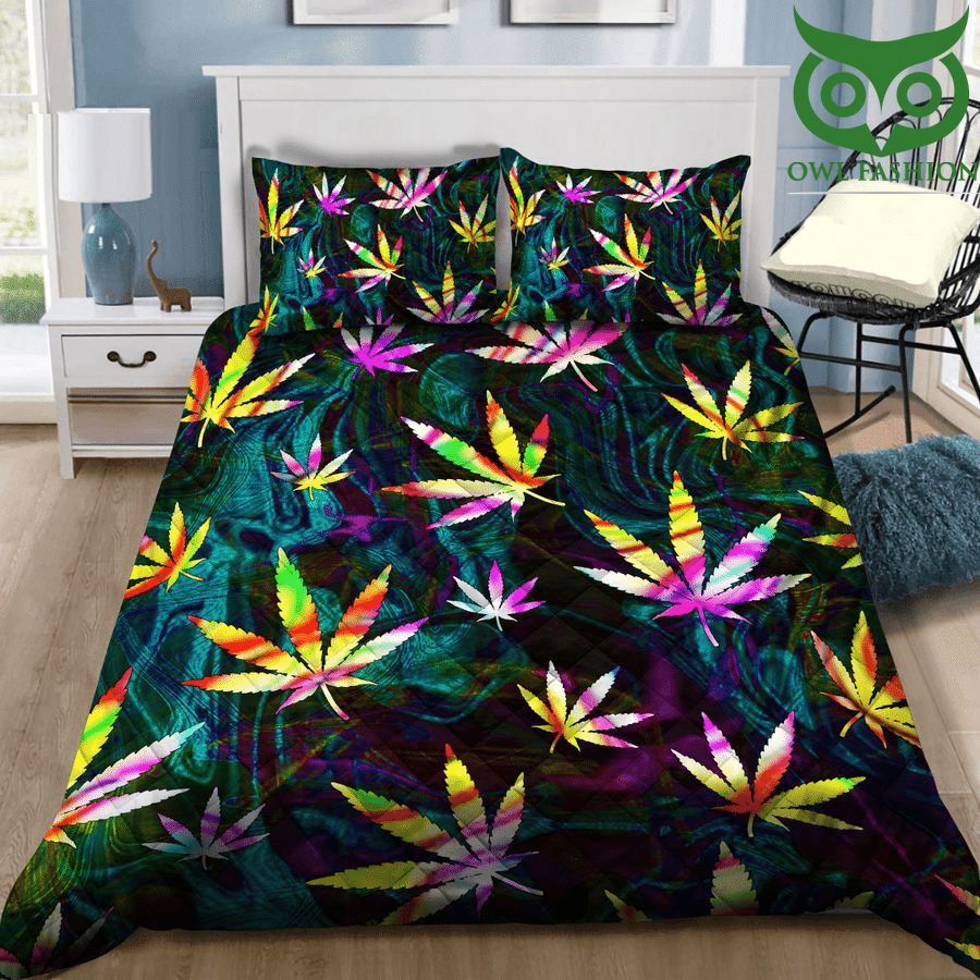 Weed cannabis multiple leaves Quilt Bedding Set