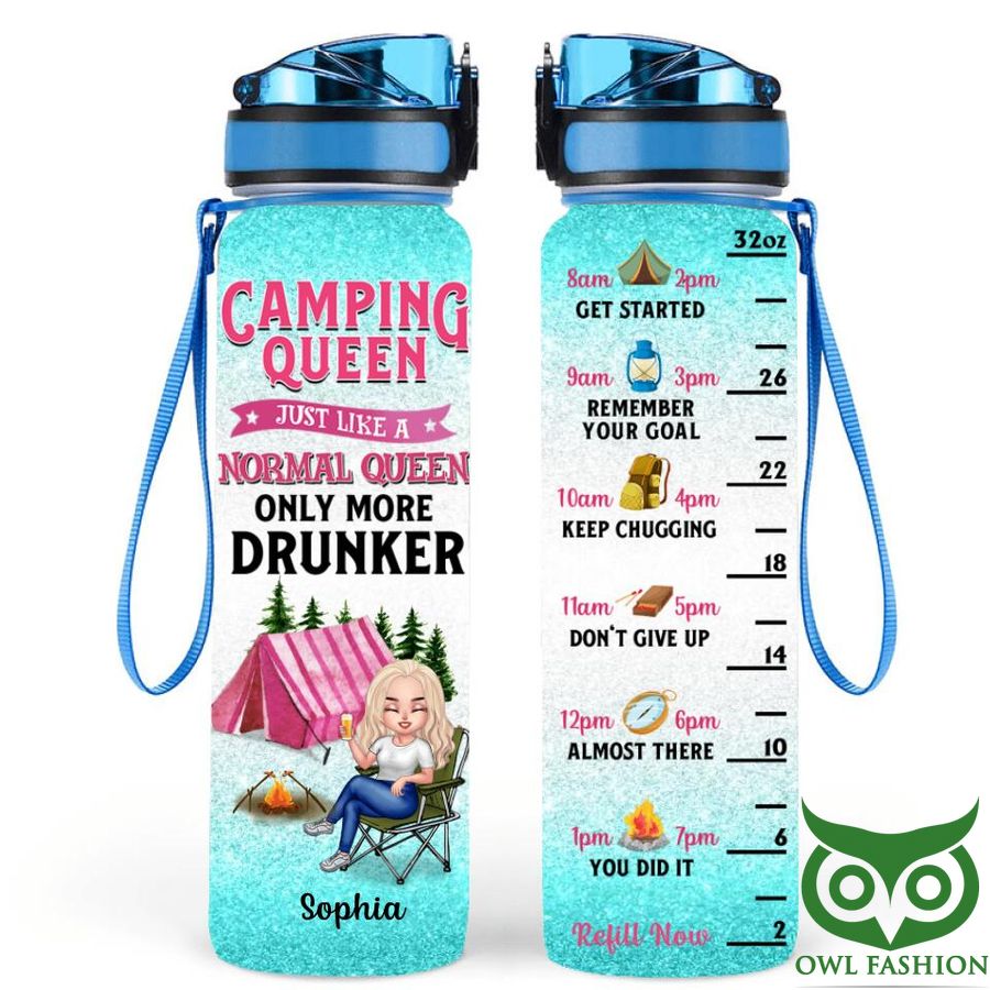 Personalized Camping Queen Like A Normal Queen More Drunker Water Tracker Bottle
