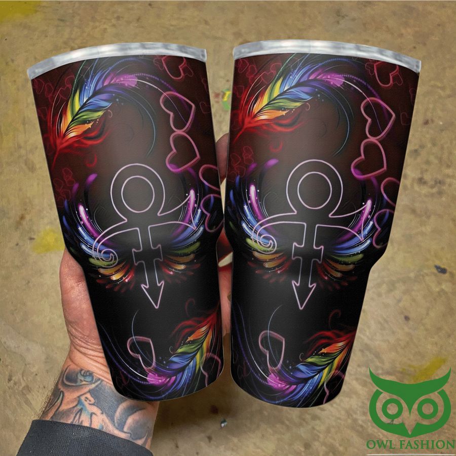 Personalized The Artist Prince Colorful Wings Dark Background Tumbler