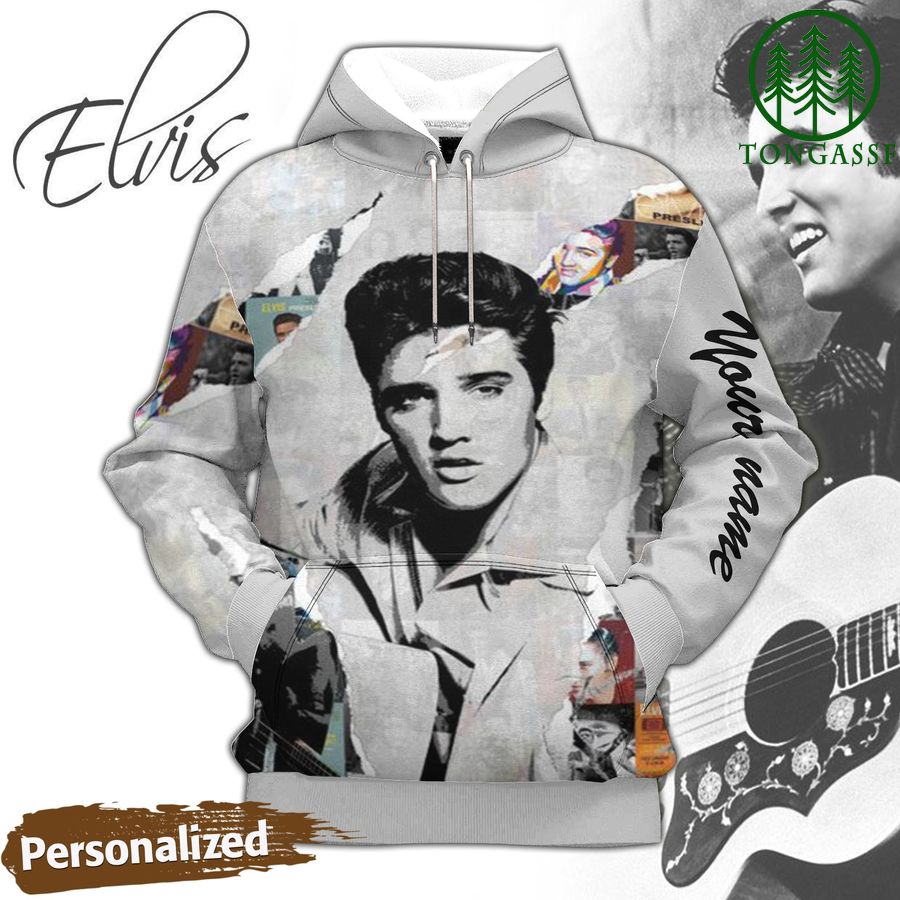 59 Personalized The King Elvis Presley black and white 3d Hoodie