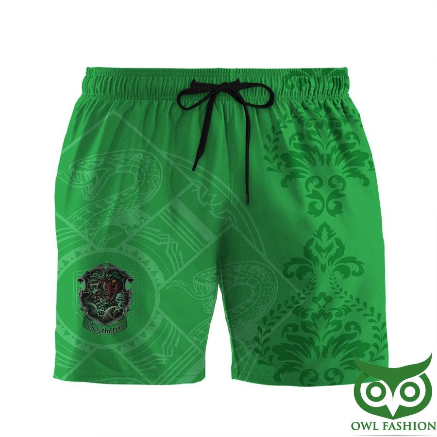 2 3D Harry Potter Slytherin Green with Symbols Men Shorts