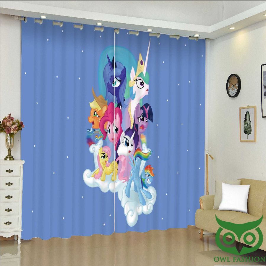 Blue Sky Stars Pony Friendship Window Curtain