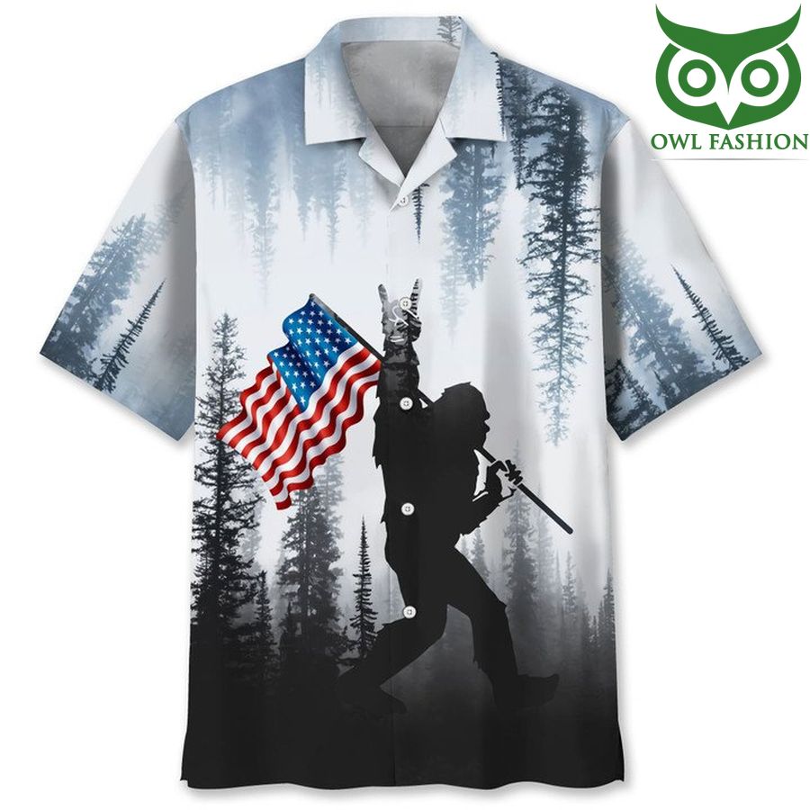 CAMPING USA FLAG in the forest Hawaiian shirt