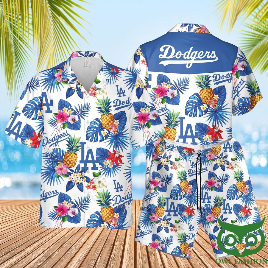 Los Angeles Dodgers White Hawaiian Shirt Shorts