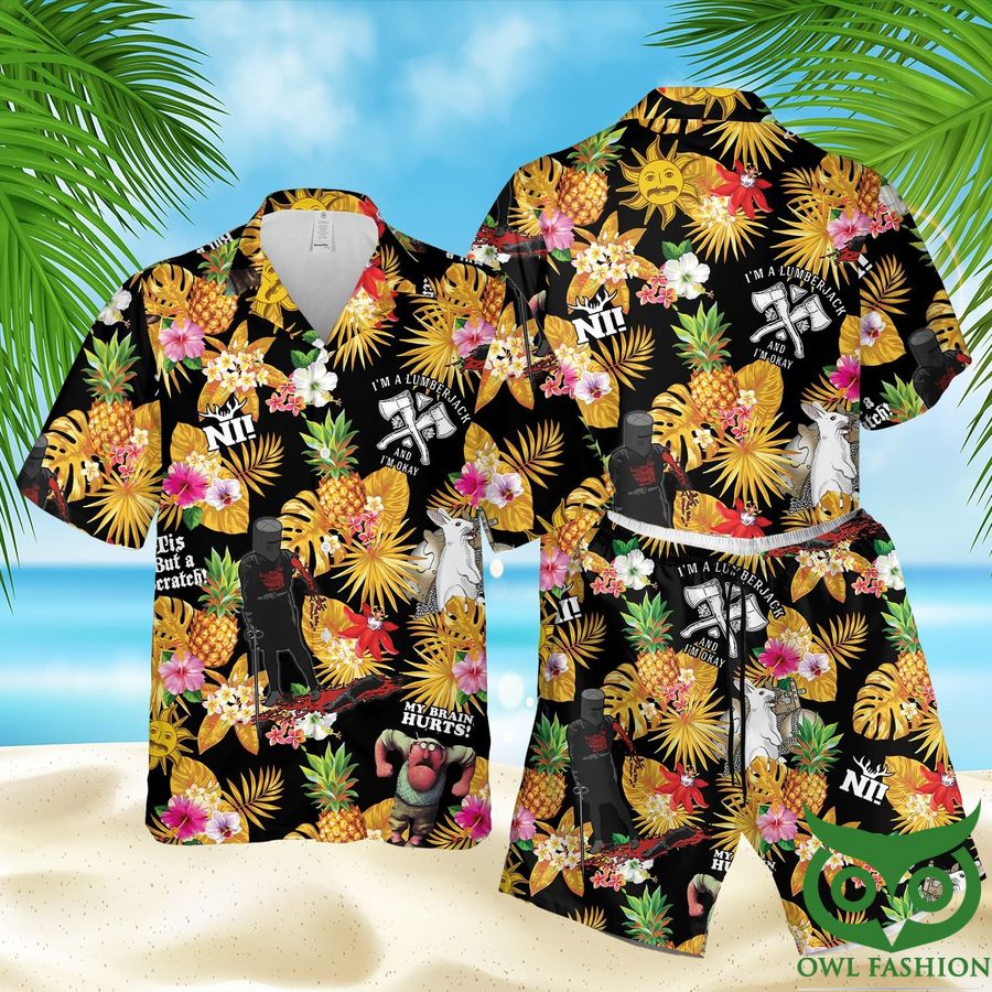 Monty Python Tropical Black Yellow Hawaiian Shirt Shorts