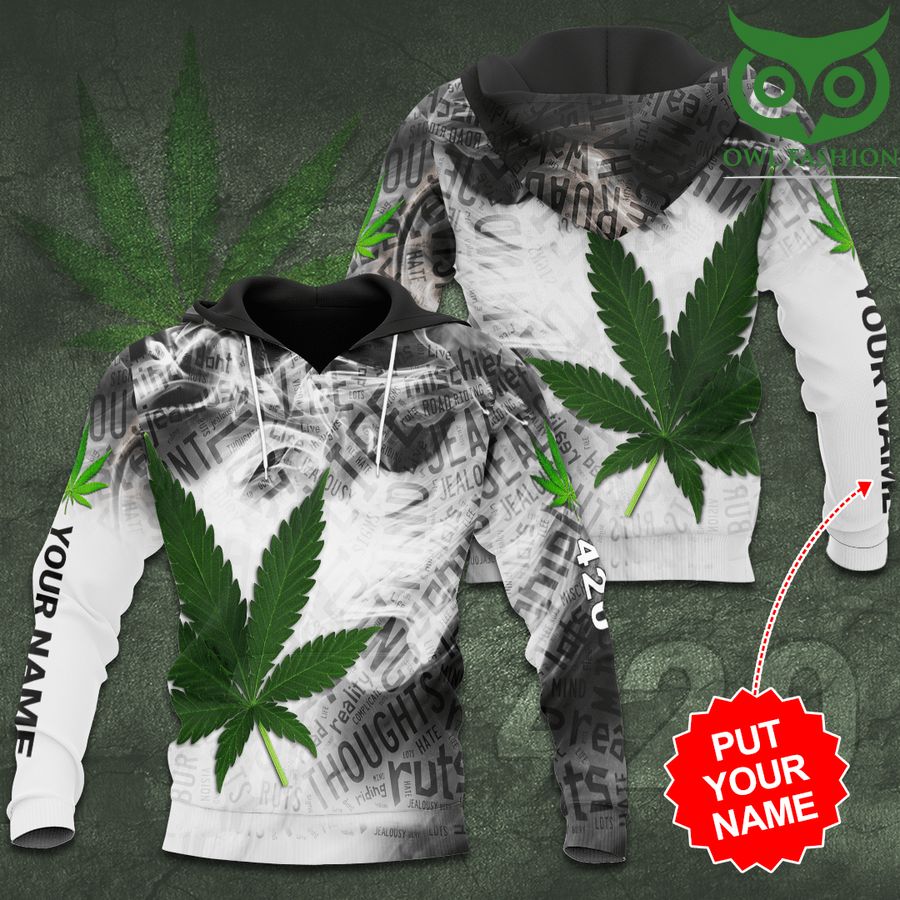 Personalized Weed cannabis smoke grey 3D Hoodie