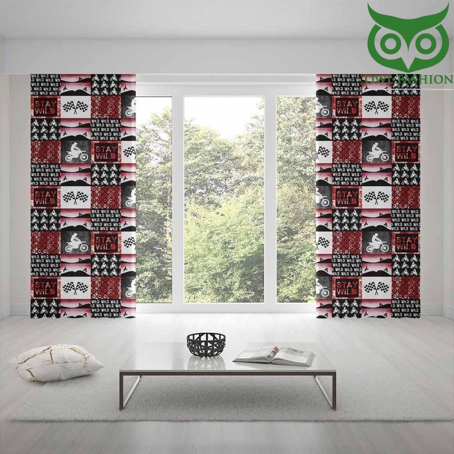 Small Squares Racing Flag And Man Riding Motorcycle waterproof house and room decoration shower window curtains