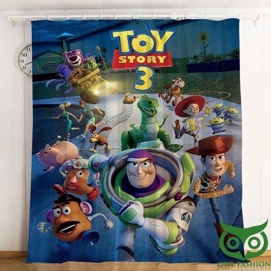 Toy Story Buzz Lightyear Woody Forky At Night Window Curtain