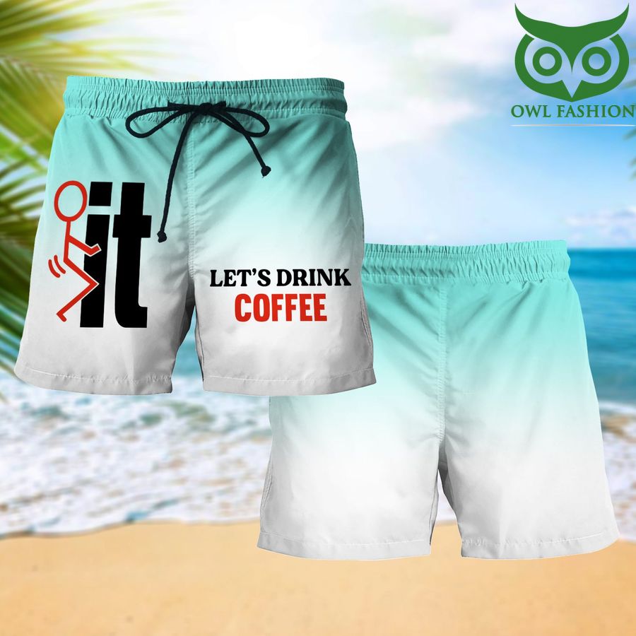 3D Let's drink COFFEE Summer Beach Short