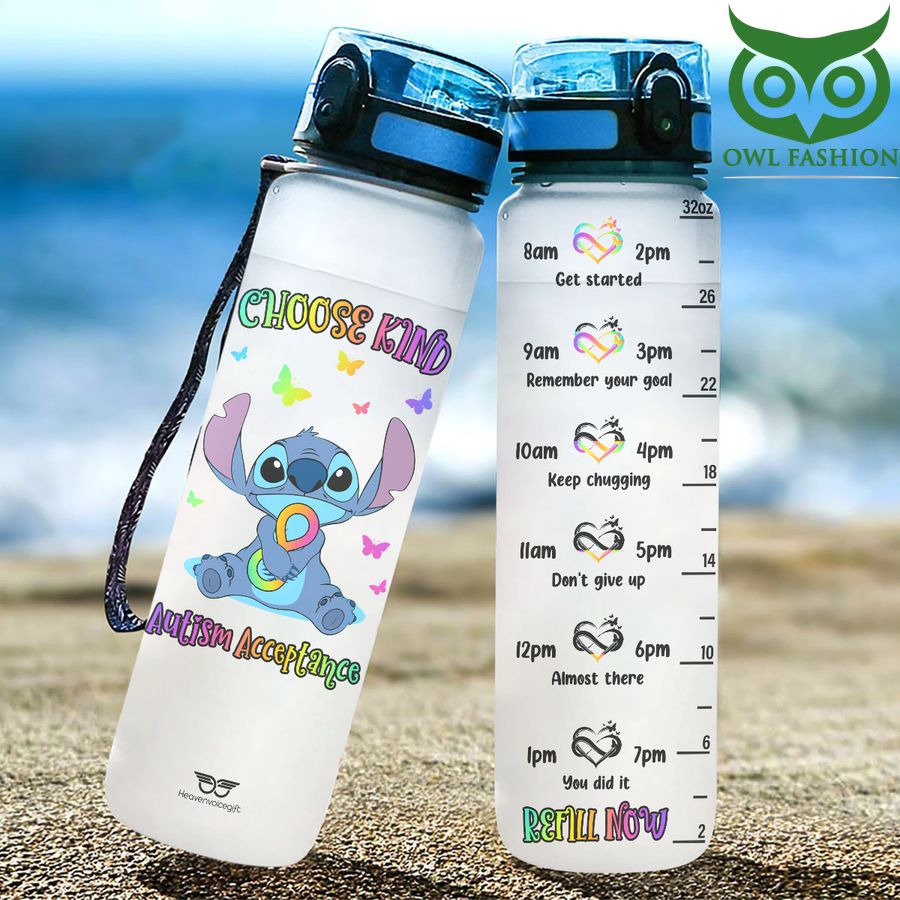 Choose Kind and Autism Acceptance Autism Water Tracker Bottle 
