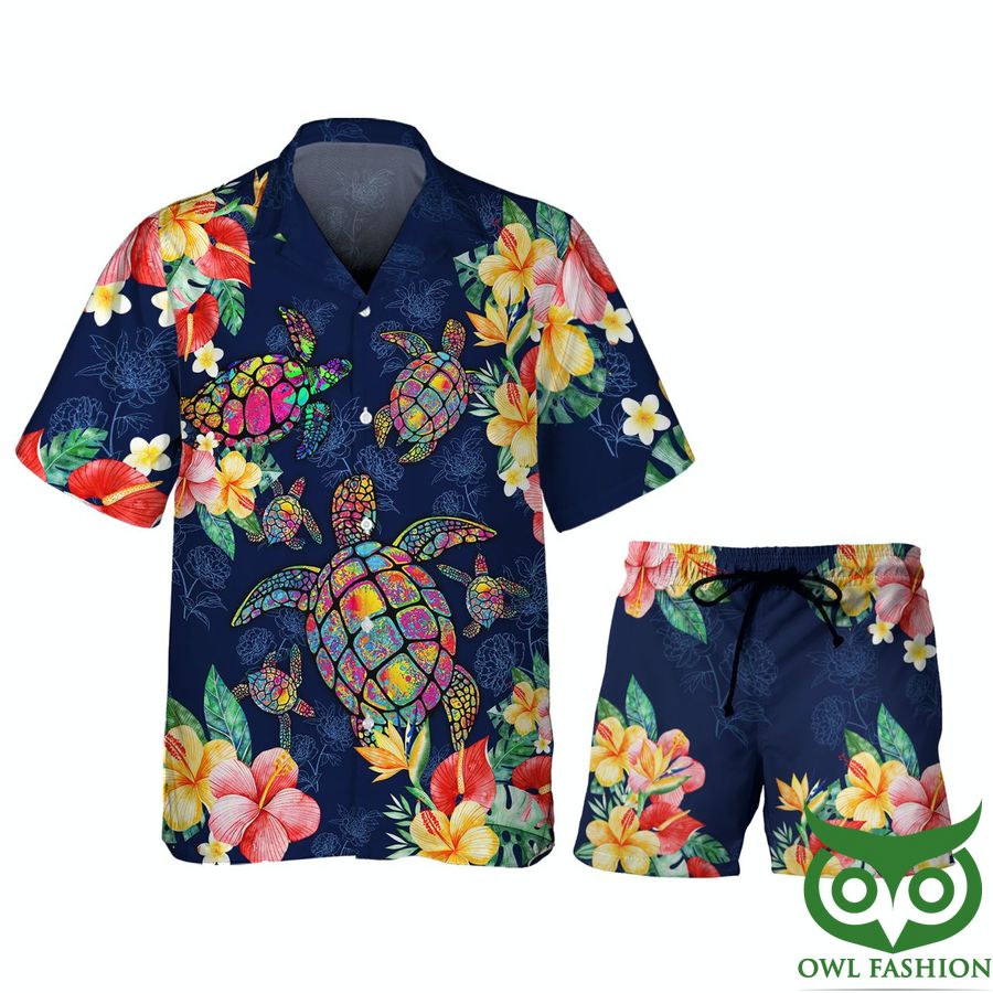 Color Turtle Hawaiian Shirt Summer Shirt