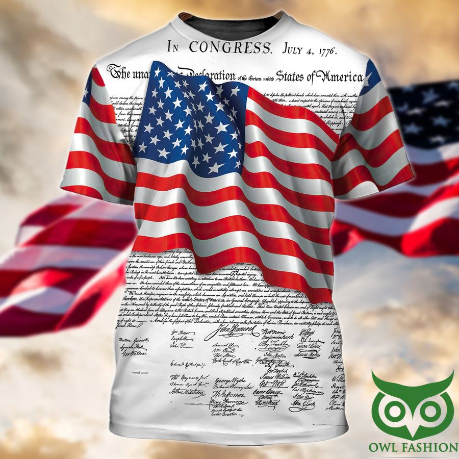Happy 4th Of July US Flag on Declaration of United States 3D T-shirt