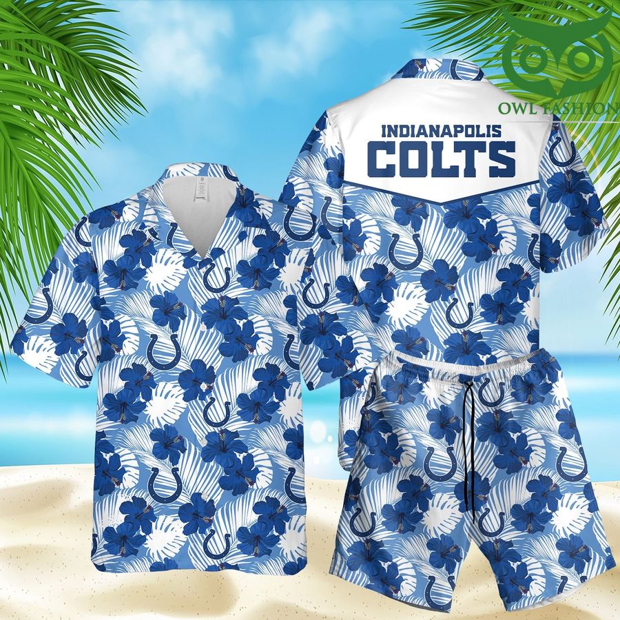 Inidianapolis Colts blue 3D Hawaiian Shirt Shorts aloha summer