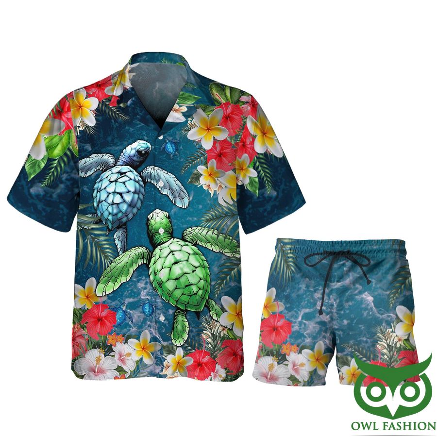 Couple Turtle - Ocean 3D Hawaiian Men's Short