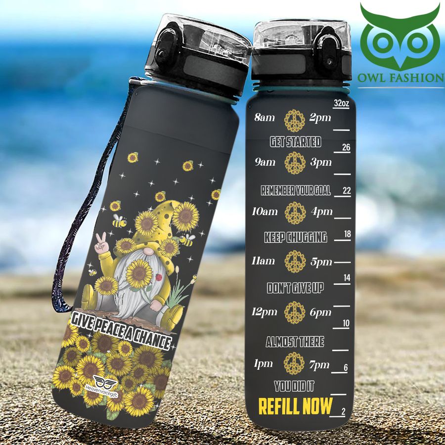 Give Peace a Chance Hippie Water Tracker Bottle 