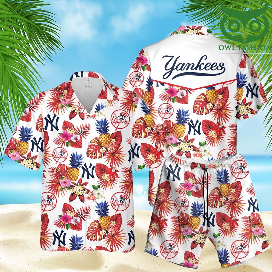 New York Yankees 3D Hawaiian Shirt Shorts aloha summer