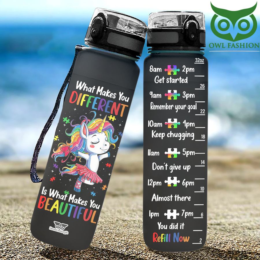 What Makes You Different and Is What Makes You Beautiful Autism Water Tracker Bottle 
