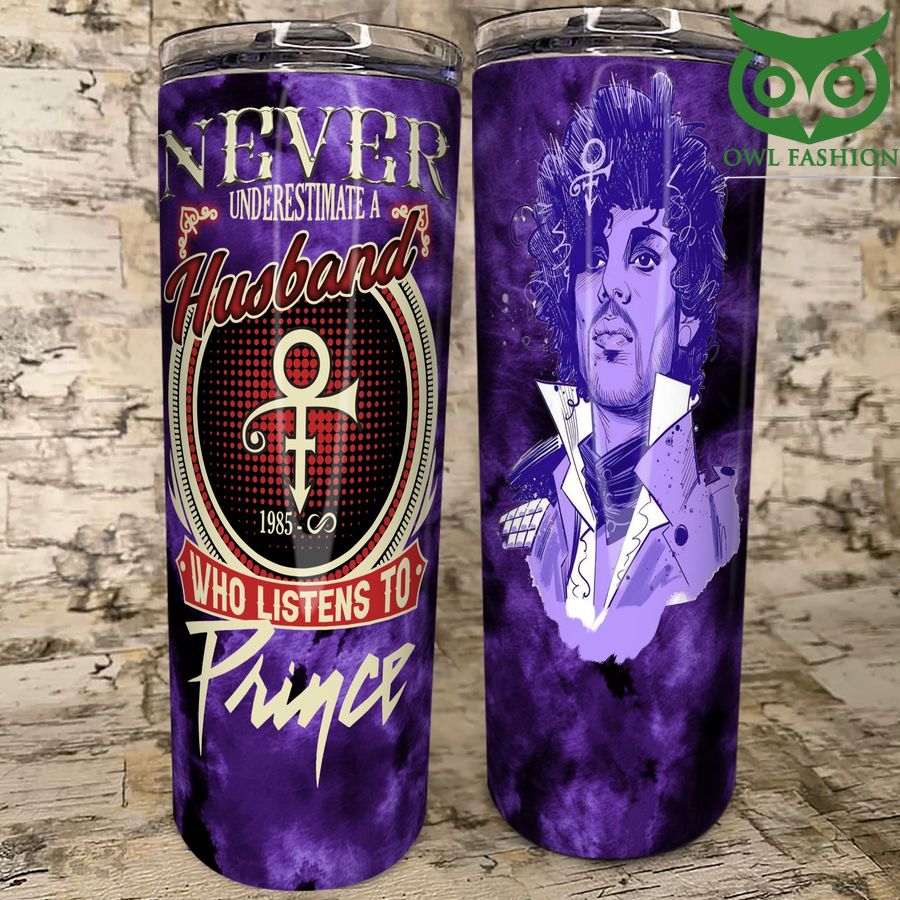 Personalized PRINCE Never underestimate a husband The Artist Skinny Tumbler 