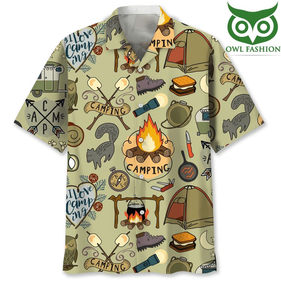 CAMPING VINTAGE animation HAWAIIAN SHIRT