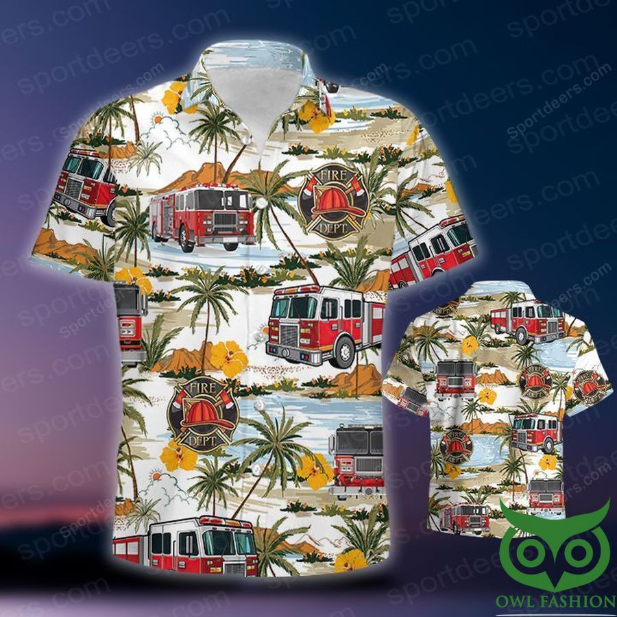 FIREFIGHTER Aloha Summer White Hawaiian Shirt