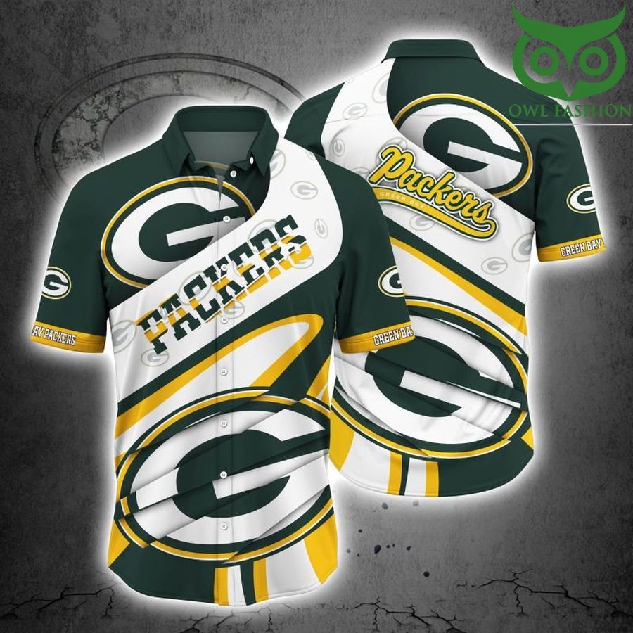 Green Bay Packers NFL big logo short sleeve Hawaiian Shirt