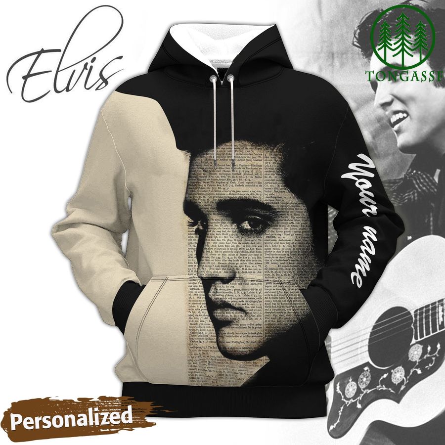 70 Personalized The King Elvis Presley vintage text 3d Hoodie