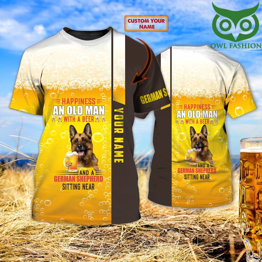 Beer And German Shepherd Personalized Name 3D T Shirt