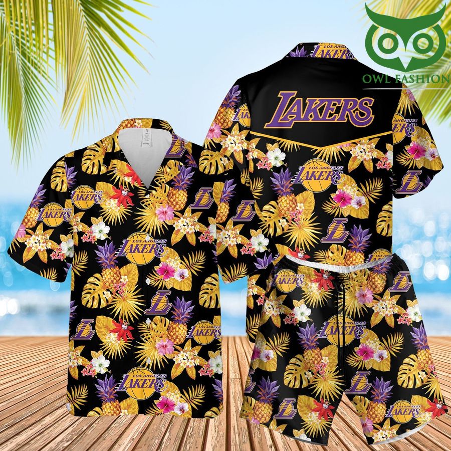 LA Lakers basketball 3D Hawaiian Shirt Shorts aloha summer