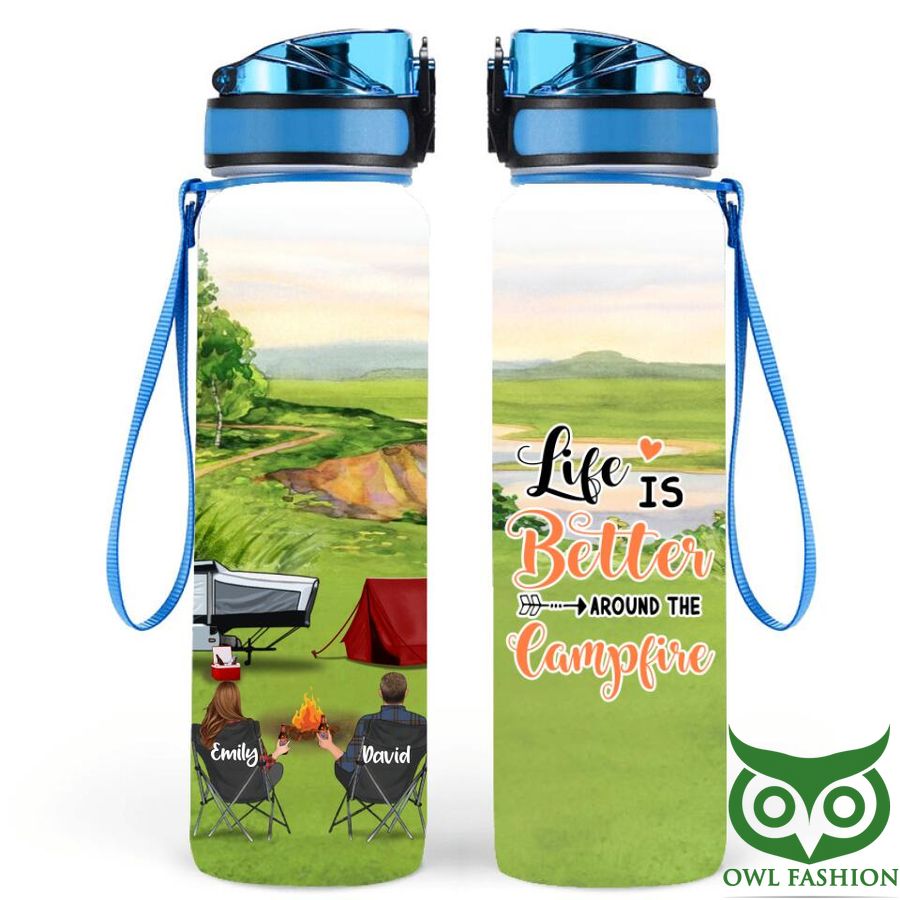 Personalized Camping Life is Better Around the Campfire Water Tracker Bottle