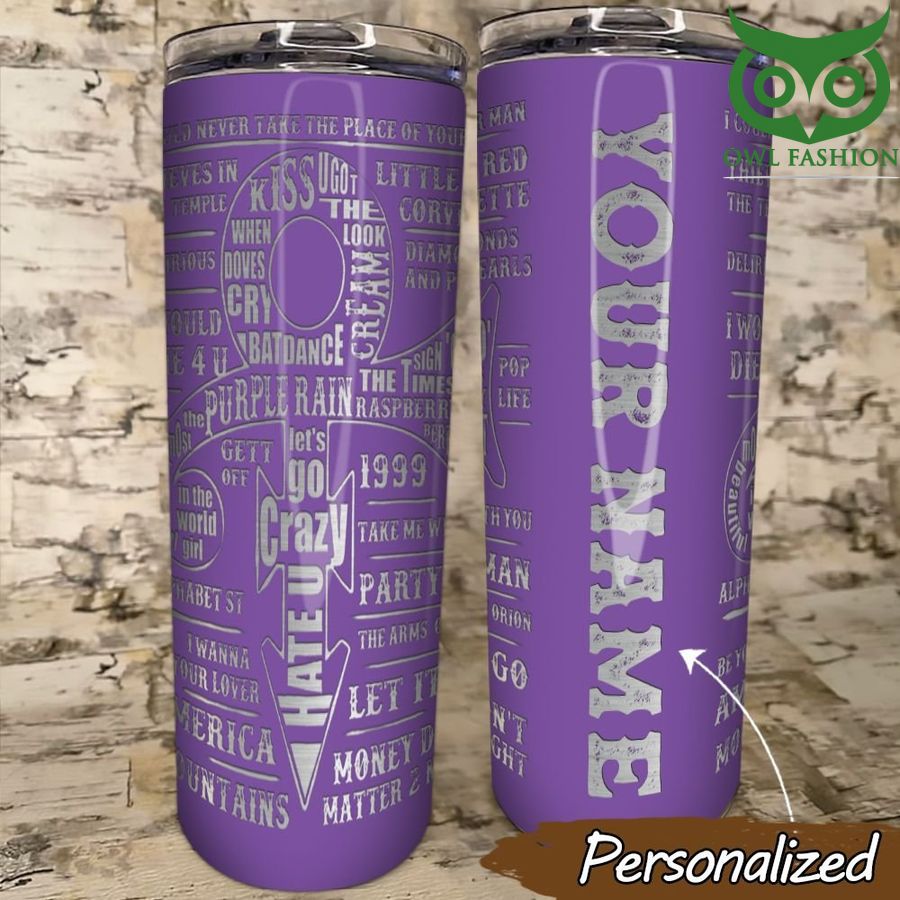 Personalized The Artist Prince logo light purple Stainless Steel Skinny Tumbler 