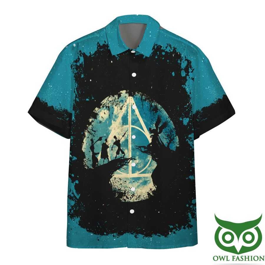3D Harry Potter Tale Of Three Brothers Turquoise Hawaiian Shirt