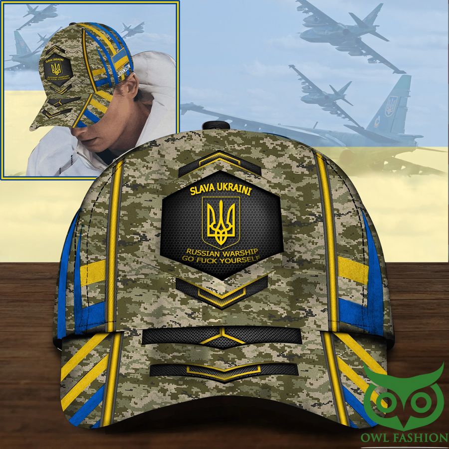 21 Stand With Ukraine Slava Ukraini Camo Classic Cap Russian Warship Go Fuck Yourself