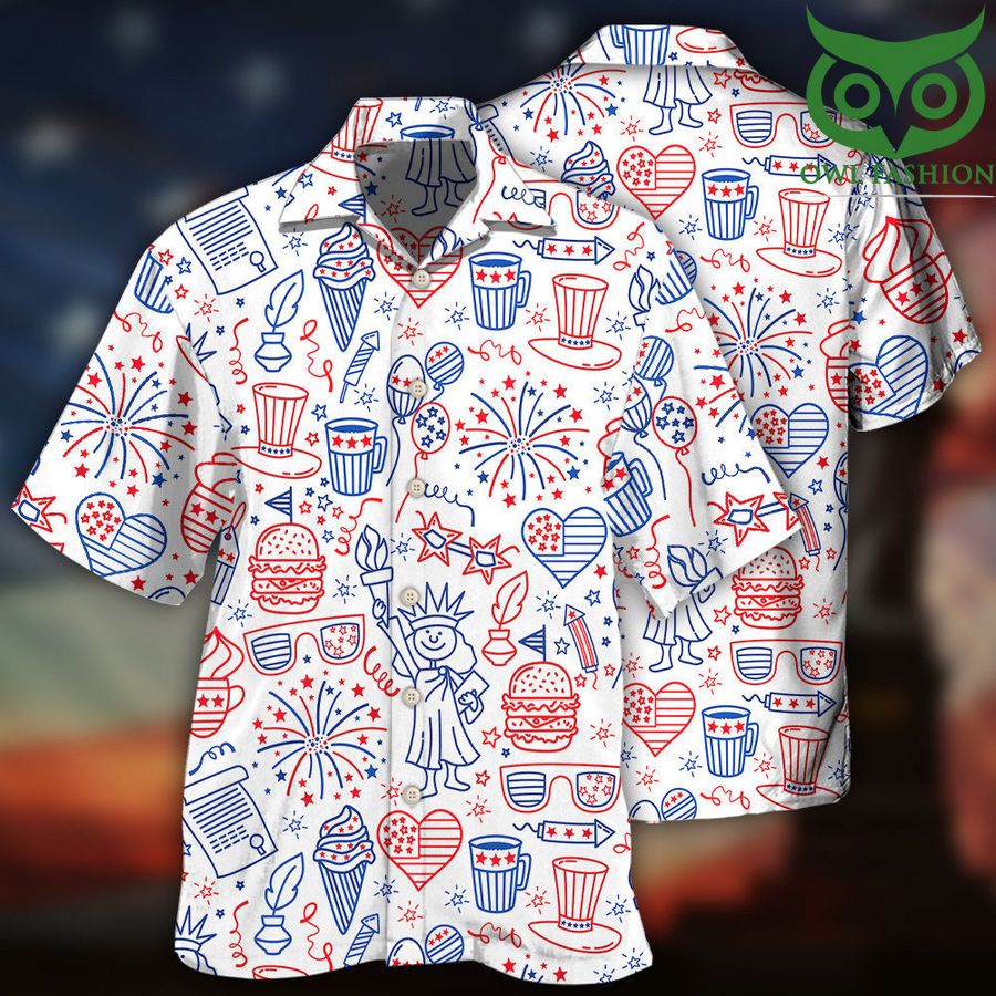 10 Fourth of July independence day cool art Hawaiian Shirt