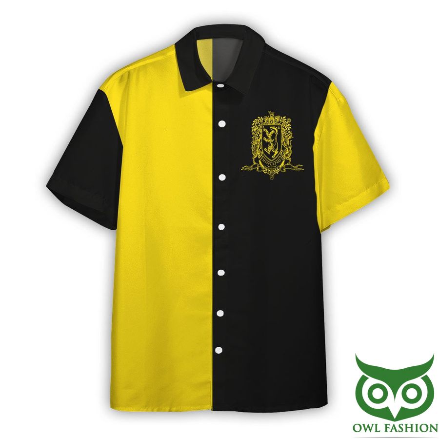 154 3D Harry Potter Hufflepuff Radiate Love Black Yellow Hawaiian Shirt