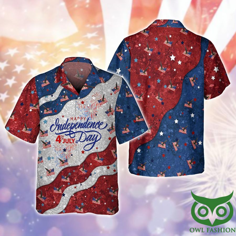 Eagle American Independence Day Twinkle Red and Blue Hawaiian Shirt