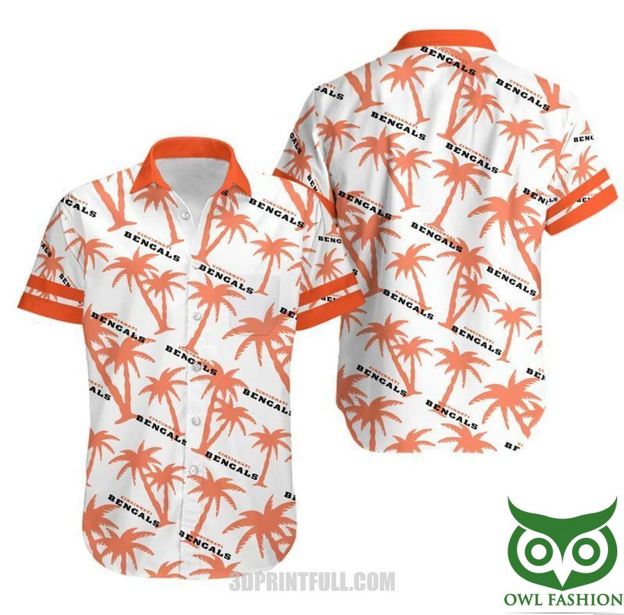 NFL Cincinnati Bengals Coconut Tree Light Orange Hawaiian Shirt