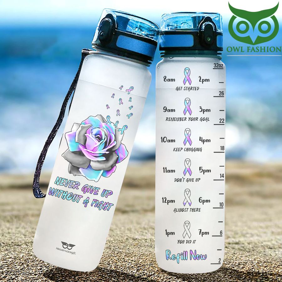 Suicide Awareness Never Give Up Without A Fight Water Tracker Bottle 