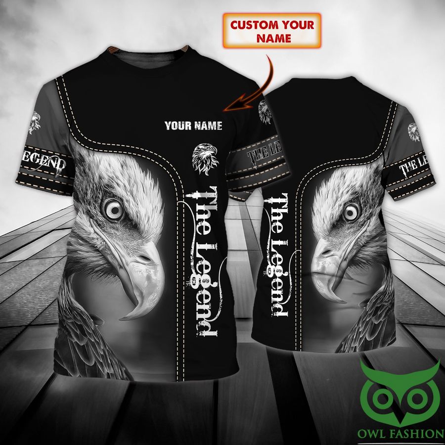 Custom Name The Legend Big Eagle Dark Background 3D T-shirt