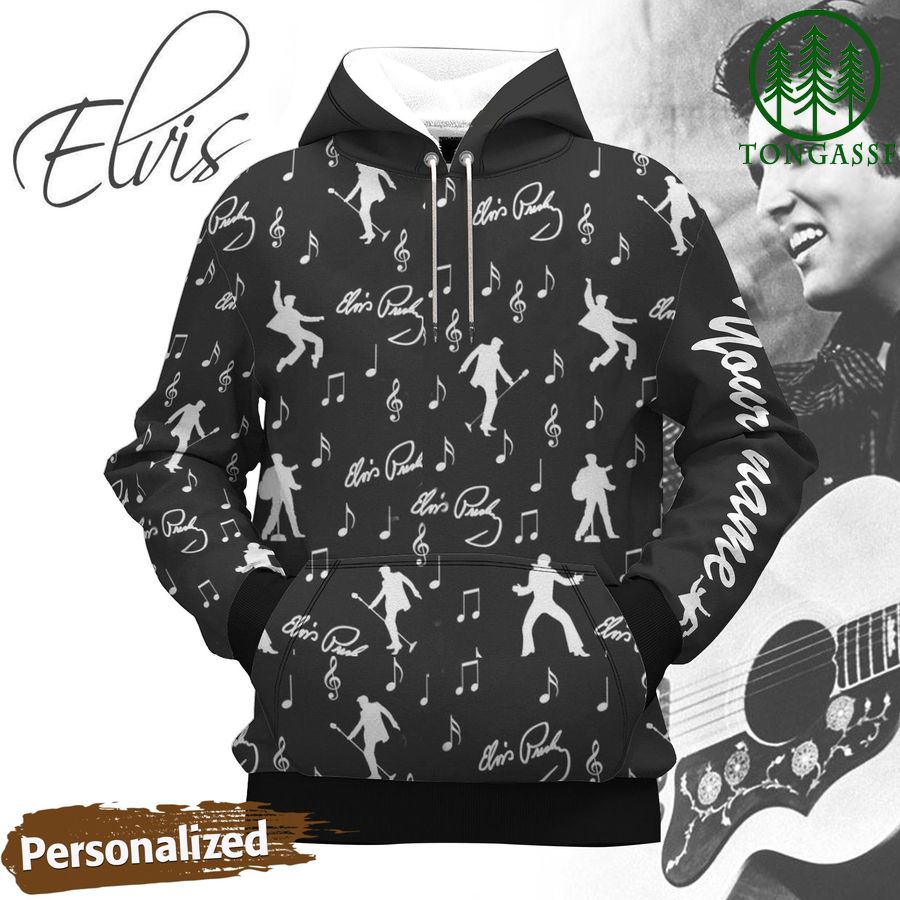 86 Personalized The King Elvis Presley music performance patterns black 3d Hoodie
