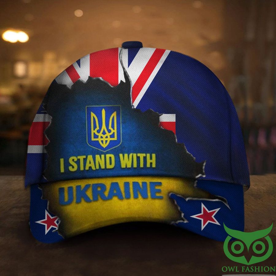 I Stand With Ukraine New Zealand Flag Classic Cap No War In Ukrainian Support Ukraine Merch For Men