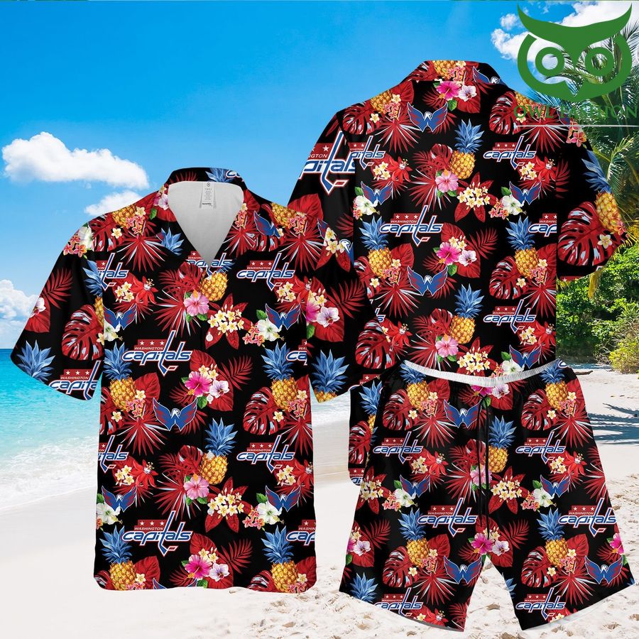 Washington Capitals red 3D Hawaiian Shirt Shorts aloha summer