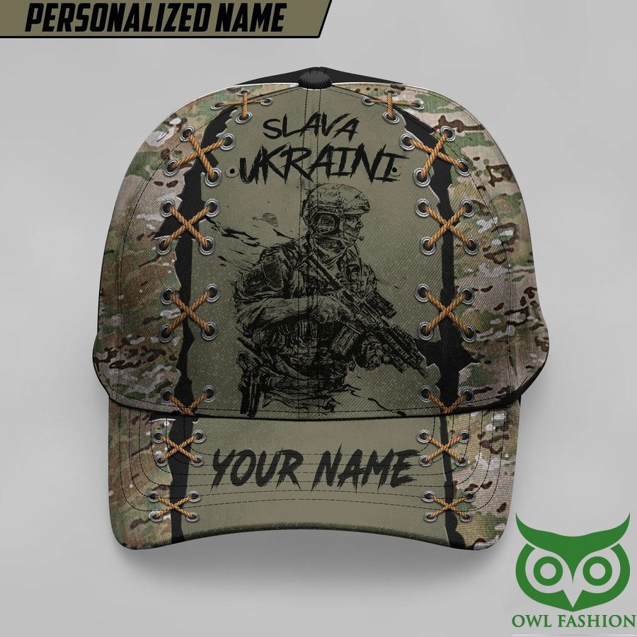 30 Personalized Name Slava Ukraini Soldier Camo Classic Cap Support Ukraine Merch