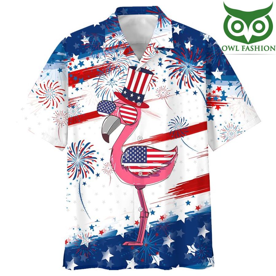 146 American Independence day Flamingo 3D shirt