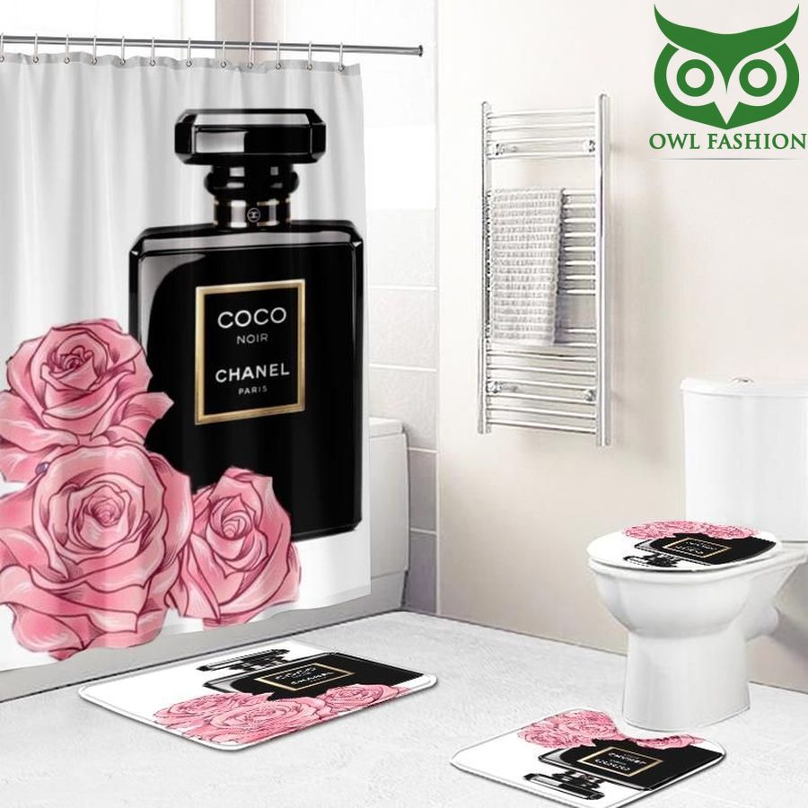 Chanel Shower Curtain Perfume Set Luxury Bathroom Mat Set Luxury Brand Shower Curtain Luxury Window Curtains