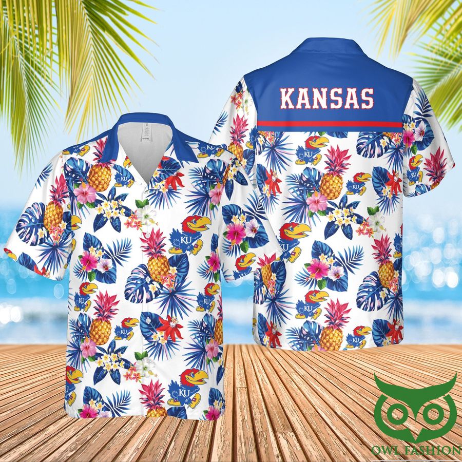 Kansas Jayhawks Blue and White Hawaiian Shirt
