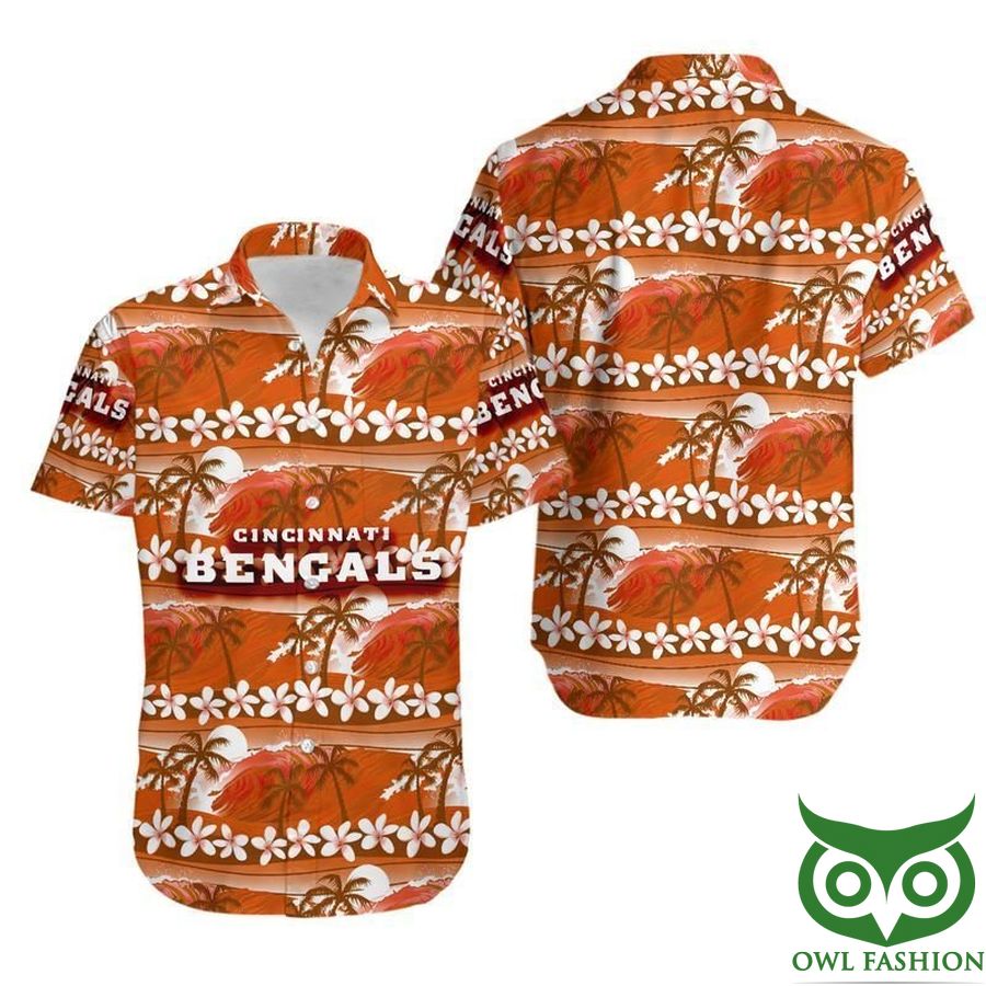 NFL Cincinnati Bengals Coconut Trees Orange Background Hawaiian Shirt