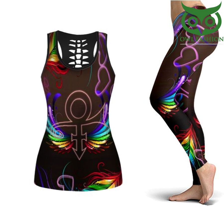 The Artist PRINCE rainbow wings hollow tanktop and Leggings