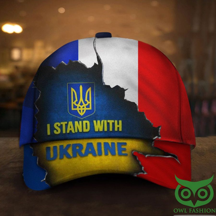 I Stand With Ukraine France Flag Classic Cap Pray For Ukraine Anti Putin Merch For Mens France Gifts