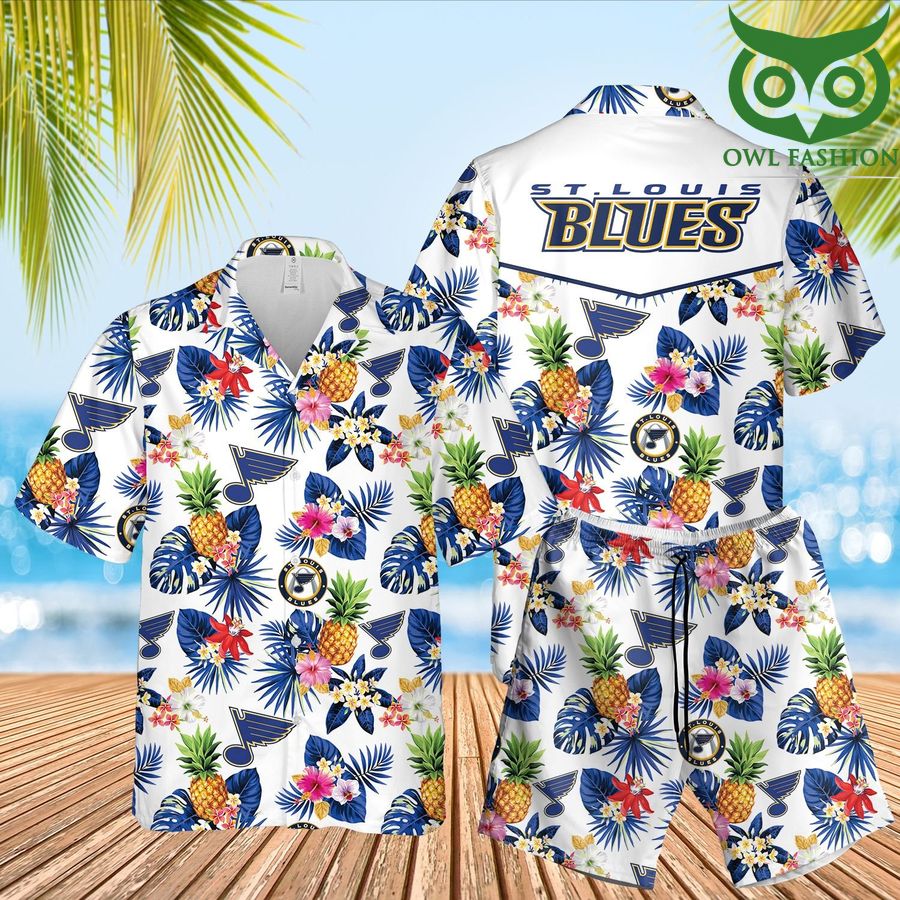 St Louis Blues pineapple 3D Hawaiian Shirt Shorts aloha summer