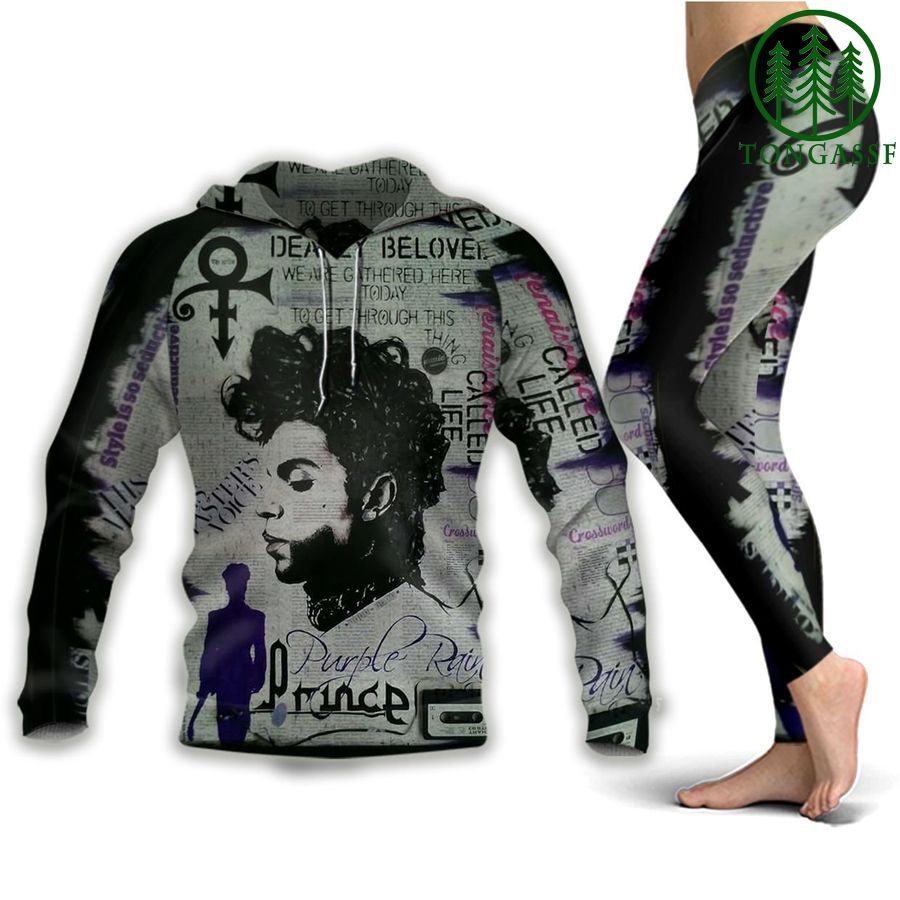 93 The Artist Purple rain PRINCE grey 3d hoodie and leggings